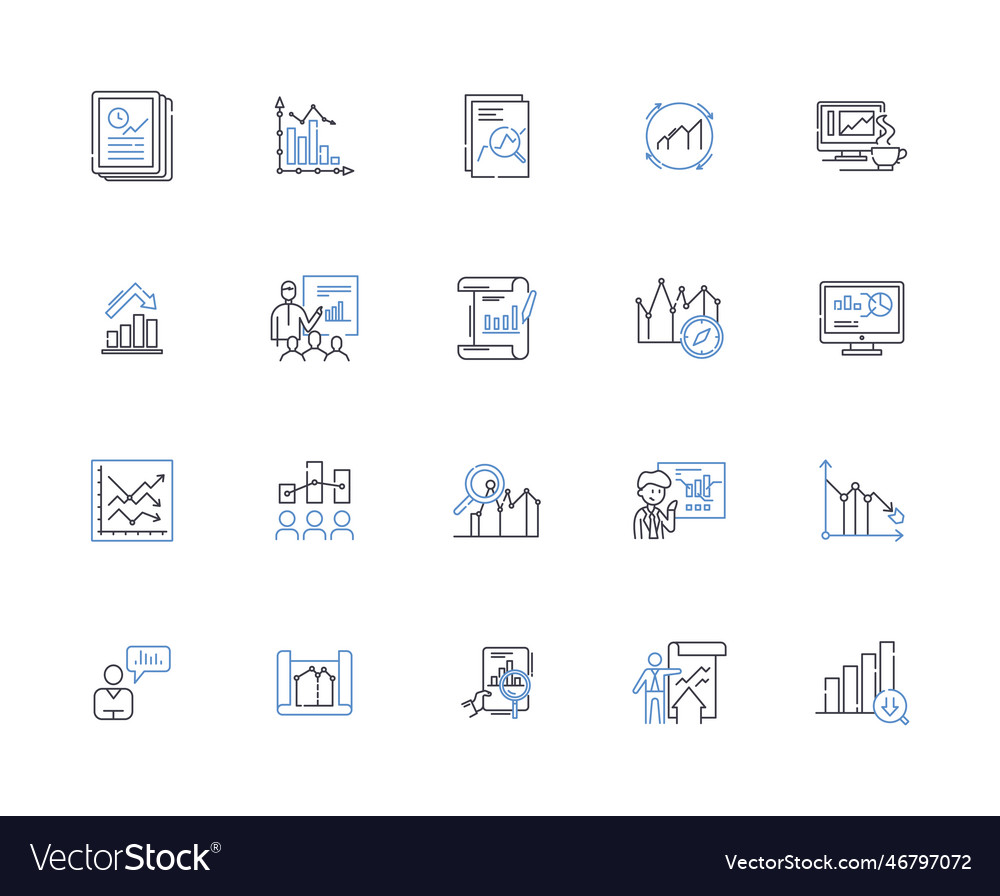 Statistical methods line icons collection vector image Statistical methods line icons collection