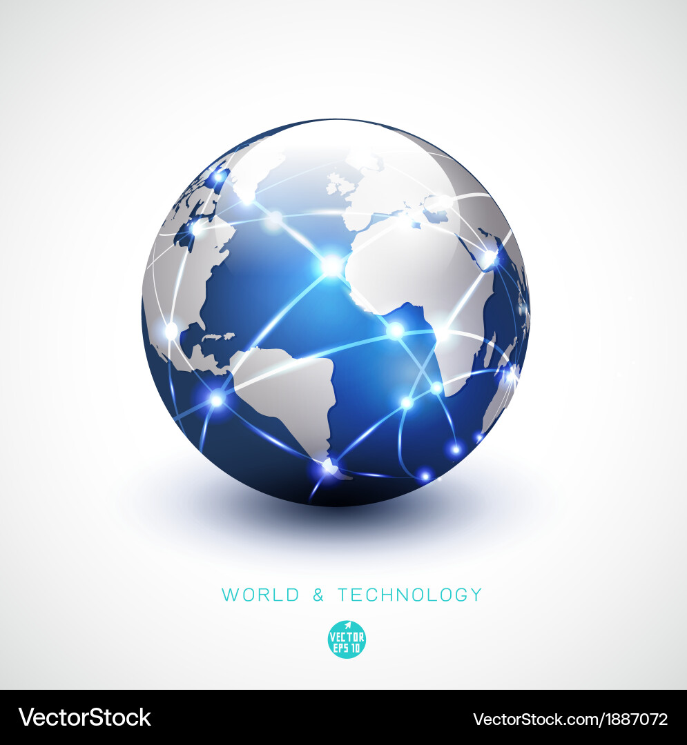 World network communication and technology Vector Image