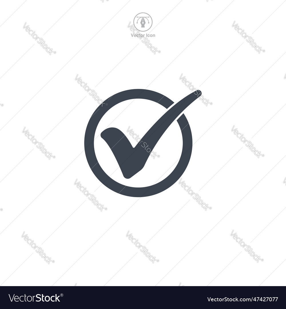 A circular check mark icon the design uses flat