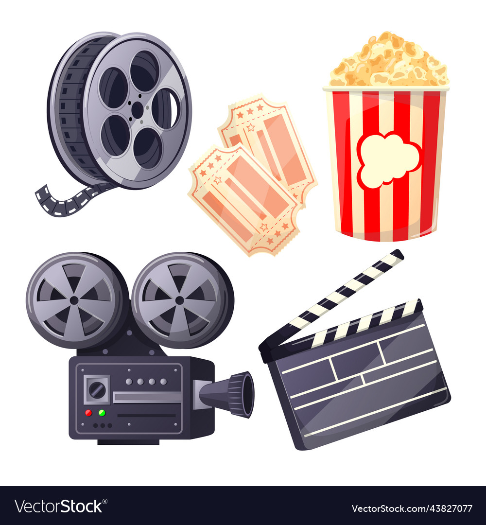 Cinema Movie Set Cartoon Royalty Free Vector Image