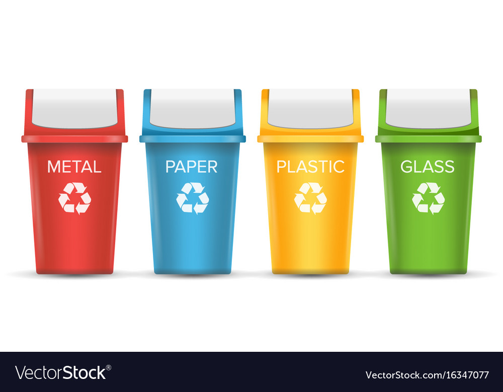 Colorful recycle trash bins set Royalty Free Vector Image