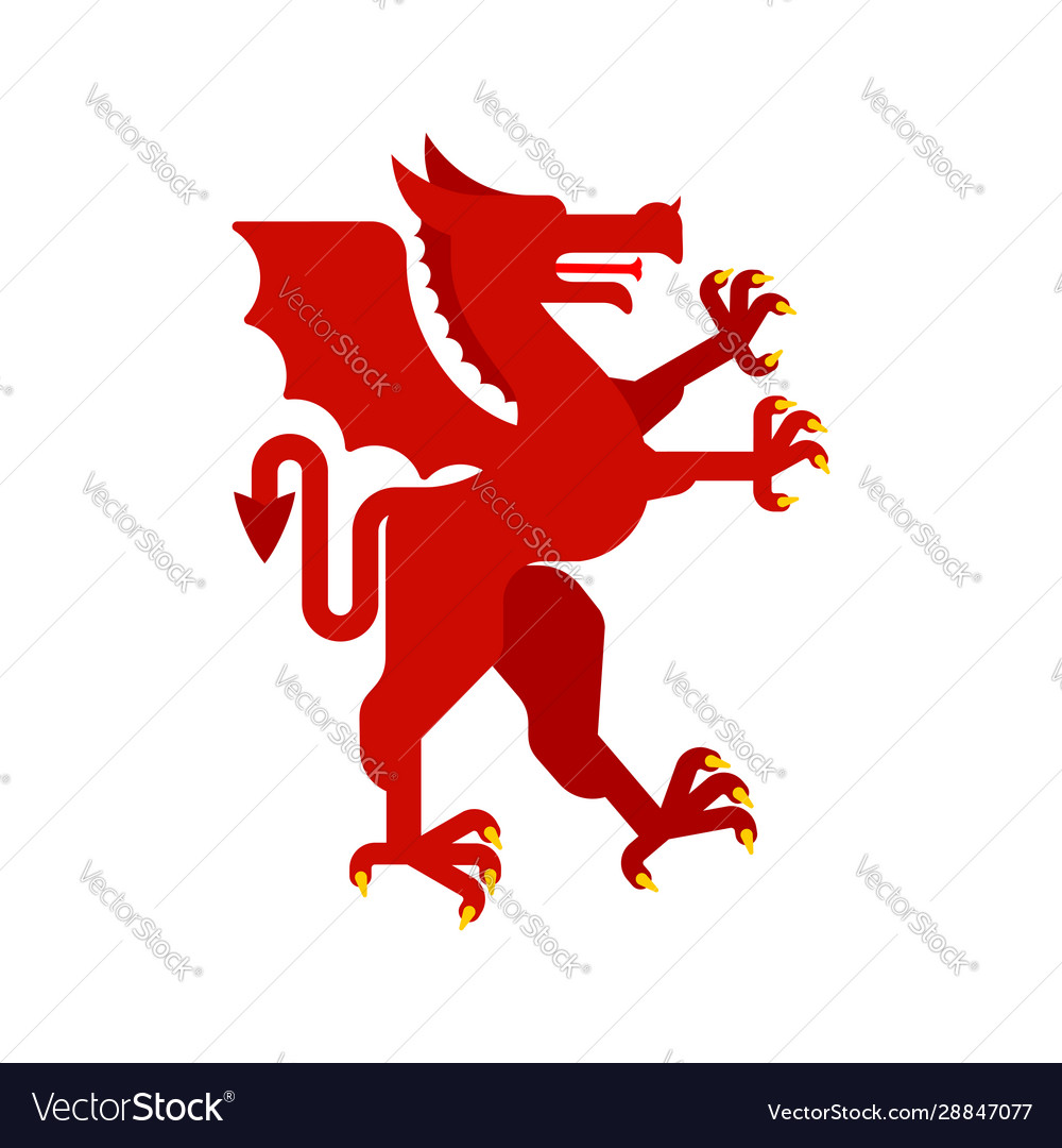 Dragon red heraldic animal fantastic beast Vector Image