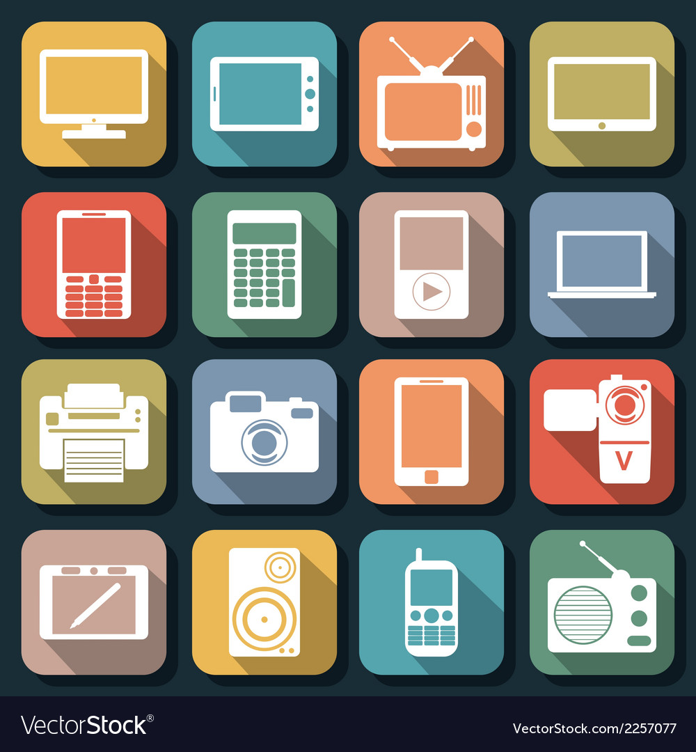 Electronic flat web icons