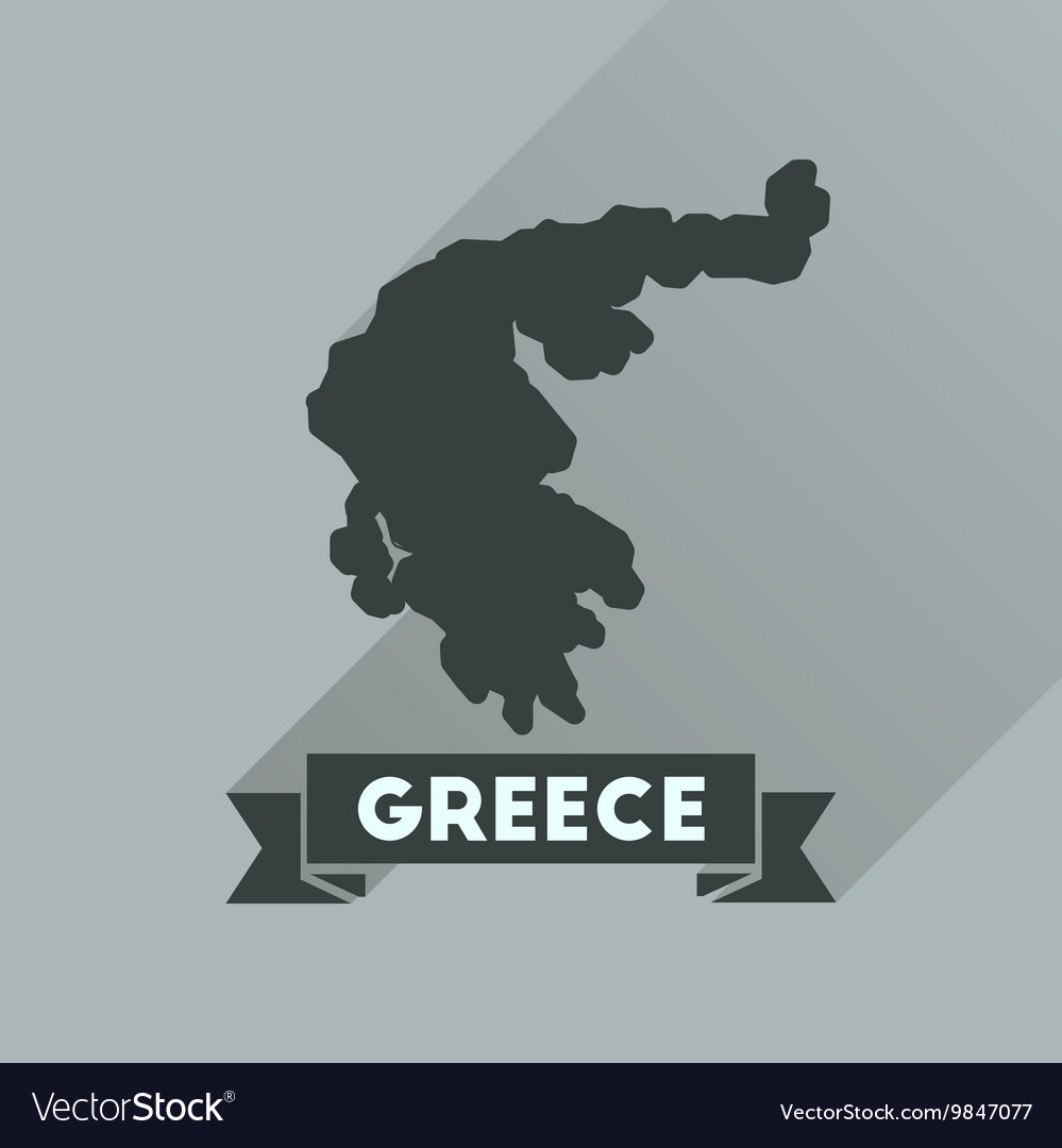 Flat icon with long shadow greece map