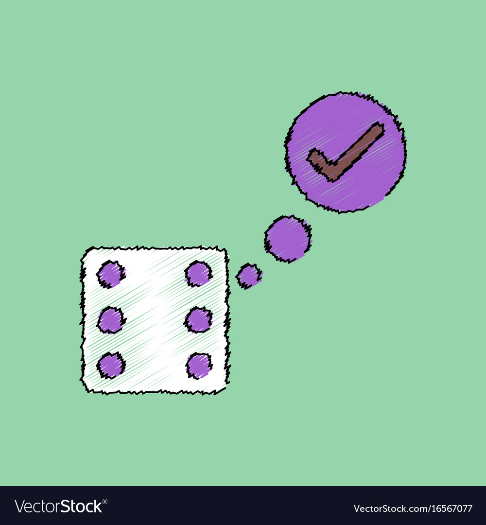 Flat shading style icon dice and check mark