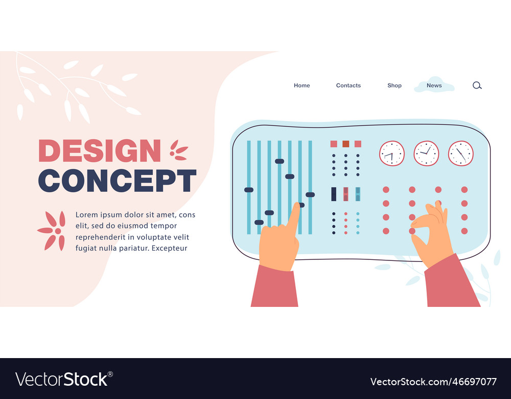 Hands on control dashboard panel flat vector image Hands on control dashboard panel flat
