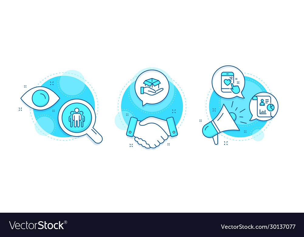 Heart rating group and report icons set hold box vector image Heart rating group and report icons set hold box