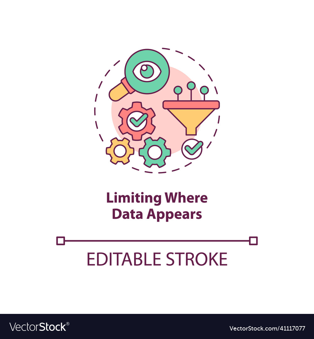 Limiting where data appears concept icon vector image Limiting where data appears concept icon