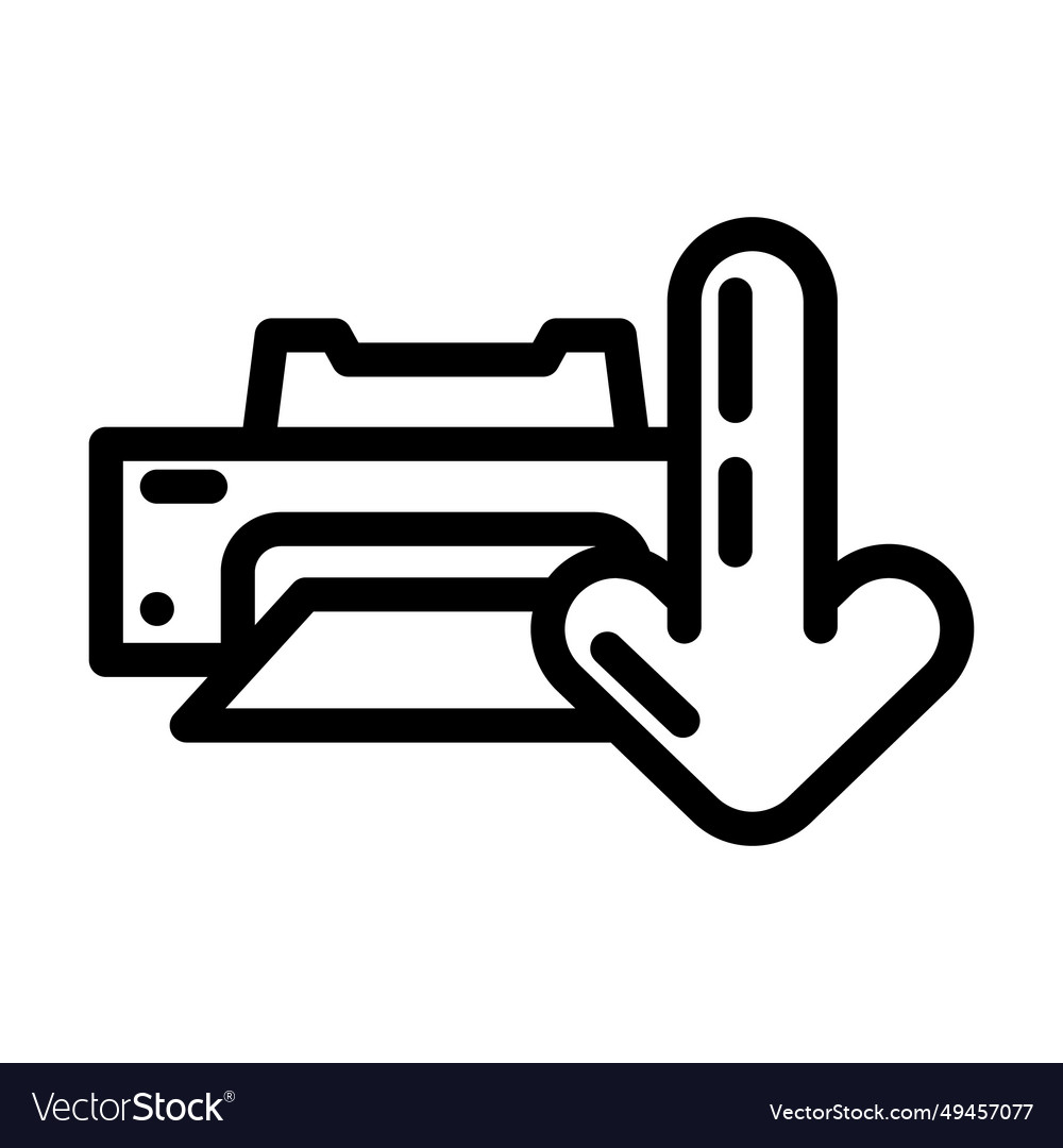 Printer loading document line icon vector image Printer loading document line icon