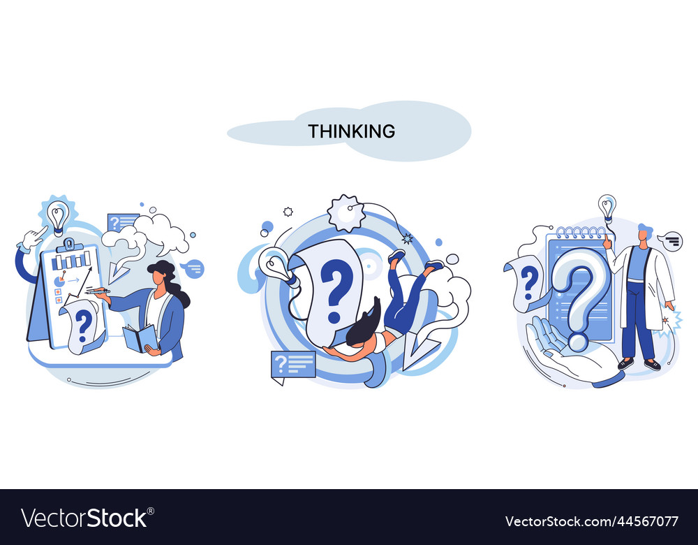 Problem solving concept man wondering or thinking Vector Image Problem solving concept man wondering or thinking