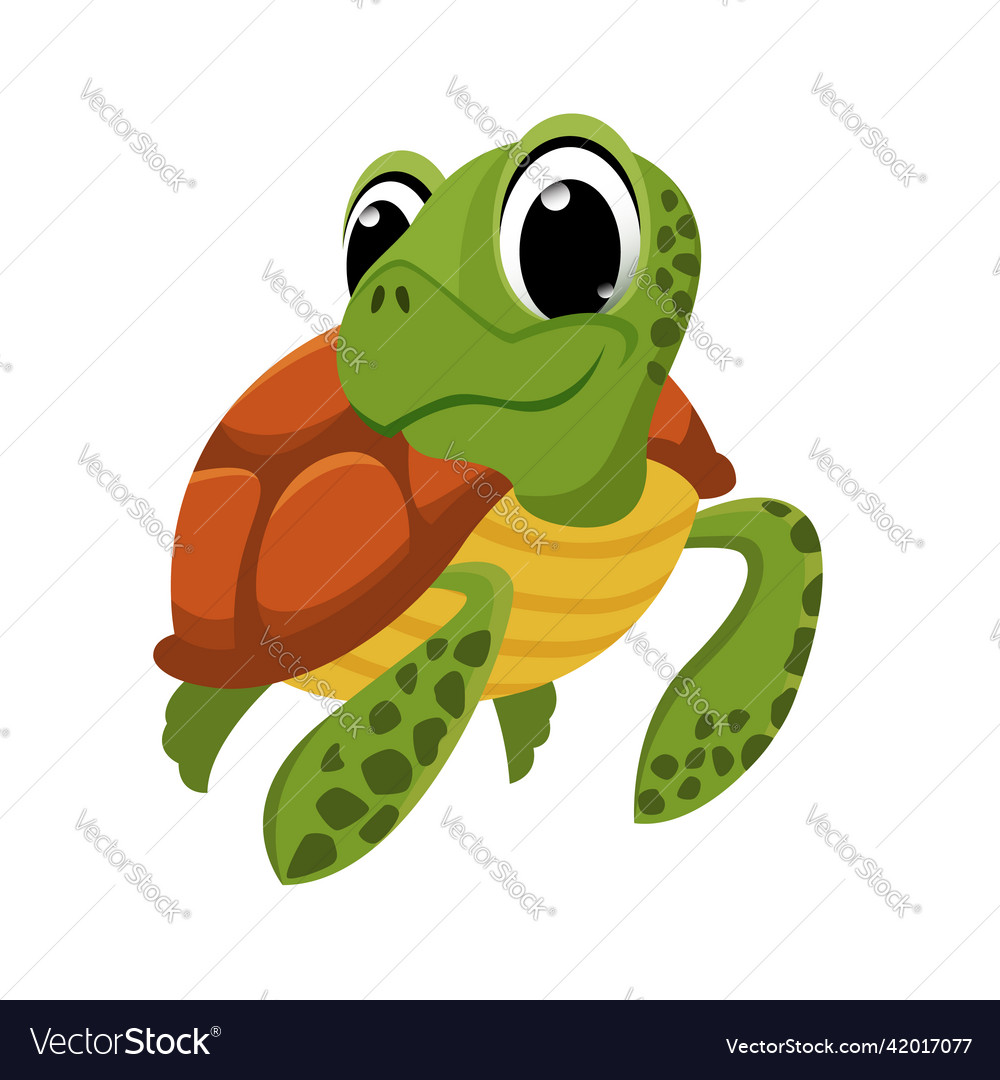 Sea turtle character in cartoon style image Vector Image
