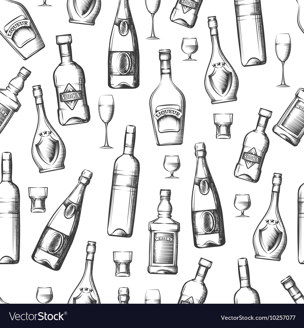 Seamless pattern with alcoholic drinks Royalty Free Vector