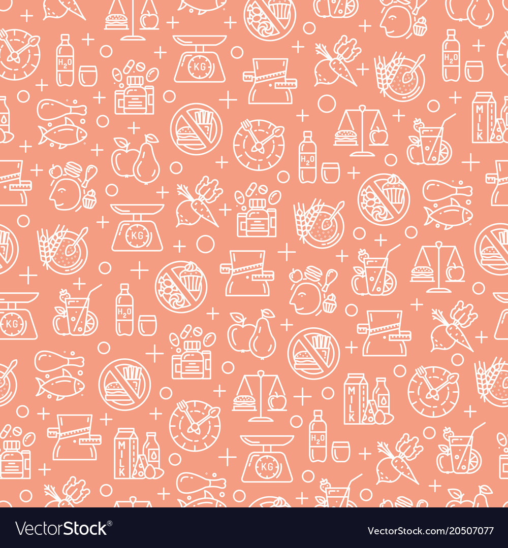 Seamless pattern with healthy diet icons