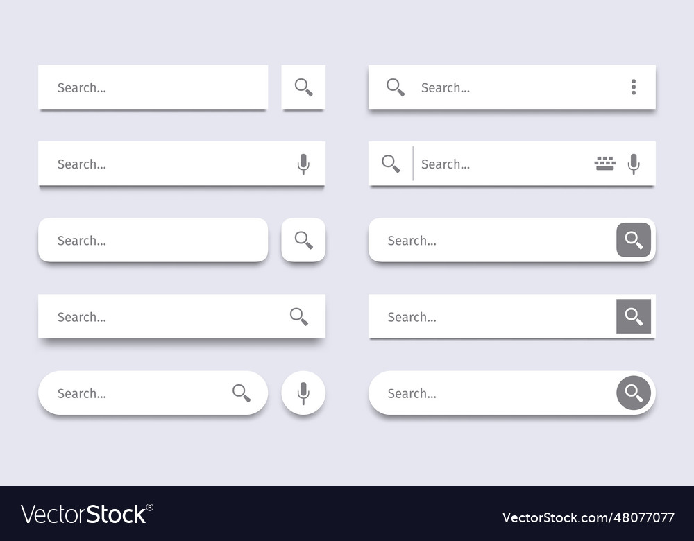 Search bar searching panel website ui bars Vector Image