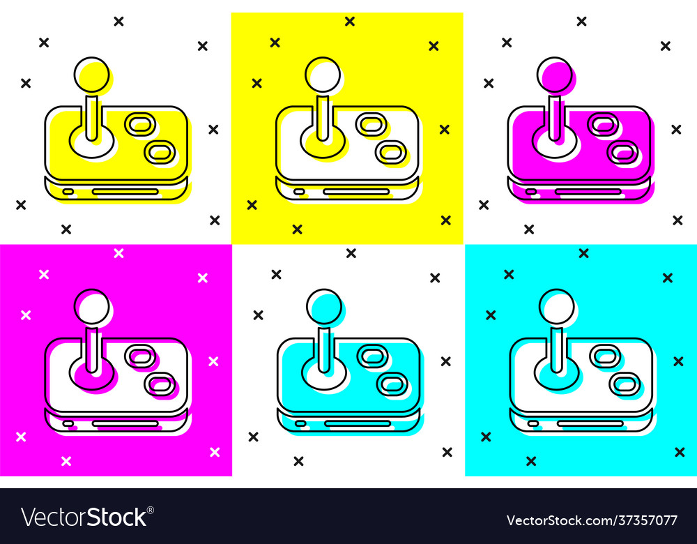 Set joystick for arcade machine icon isolated Vector Image Set joystick for arcade machine icon isolated