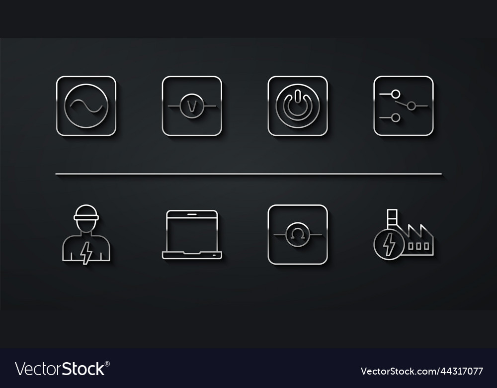 Set line ac voltage source electrician switch Vector Image Set line ac voltage source electrician switch