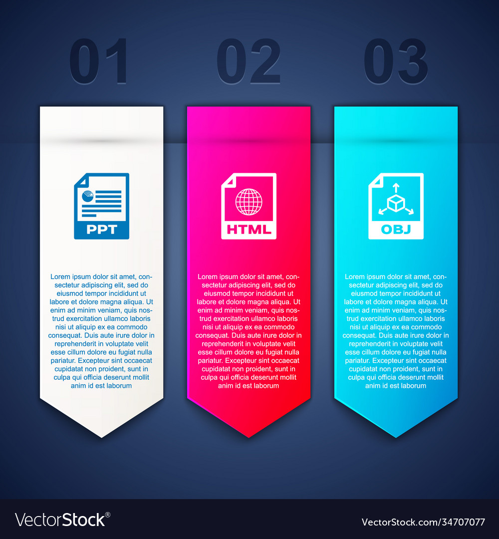 Set ppt file document html and obj business vector image Set ppt file document html and obj business