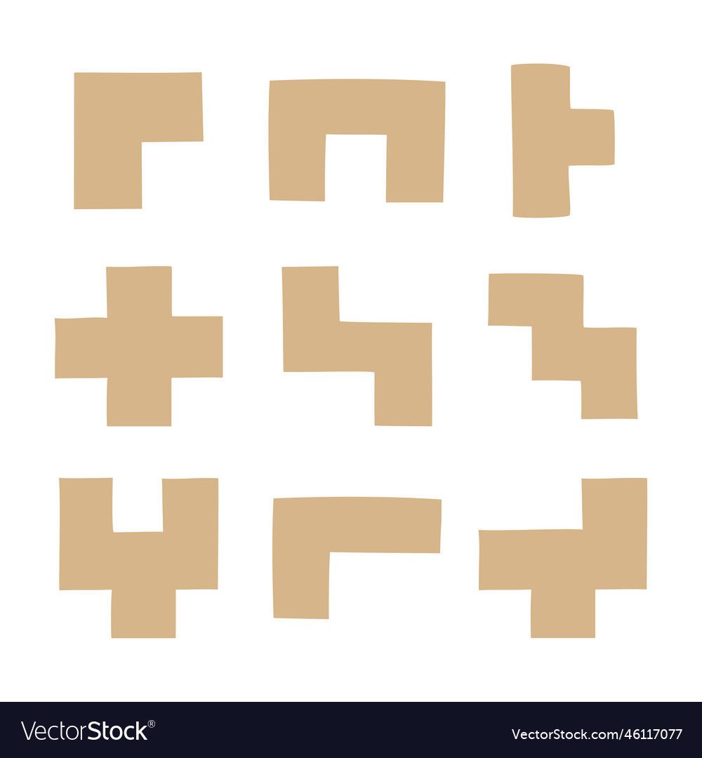 Tetris block game shape set isolated Royalty Free Vector