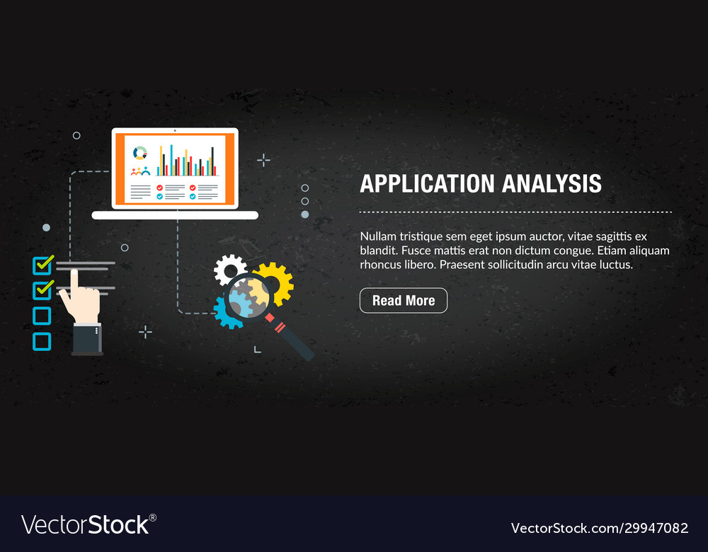 Application analysis banner internet with icons