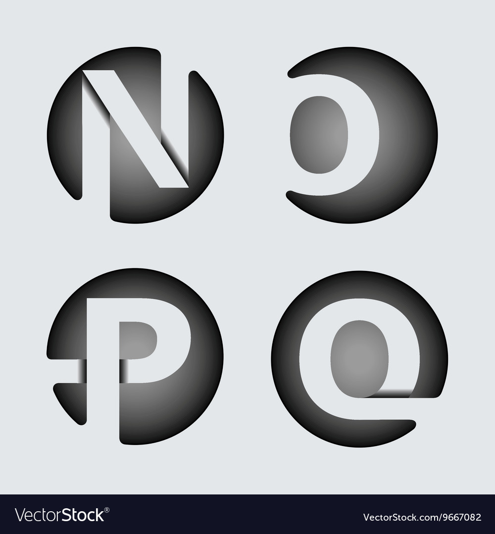 Capital letter n o p q of wide white stripes Vector Image