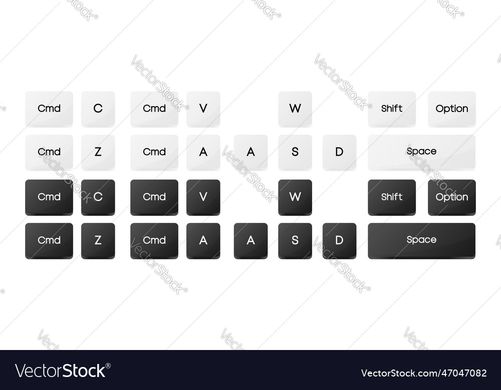 Computer key combinations set Vector Image Computer key combinations set