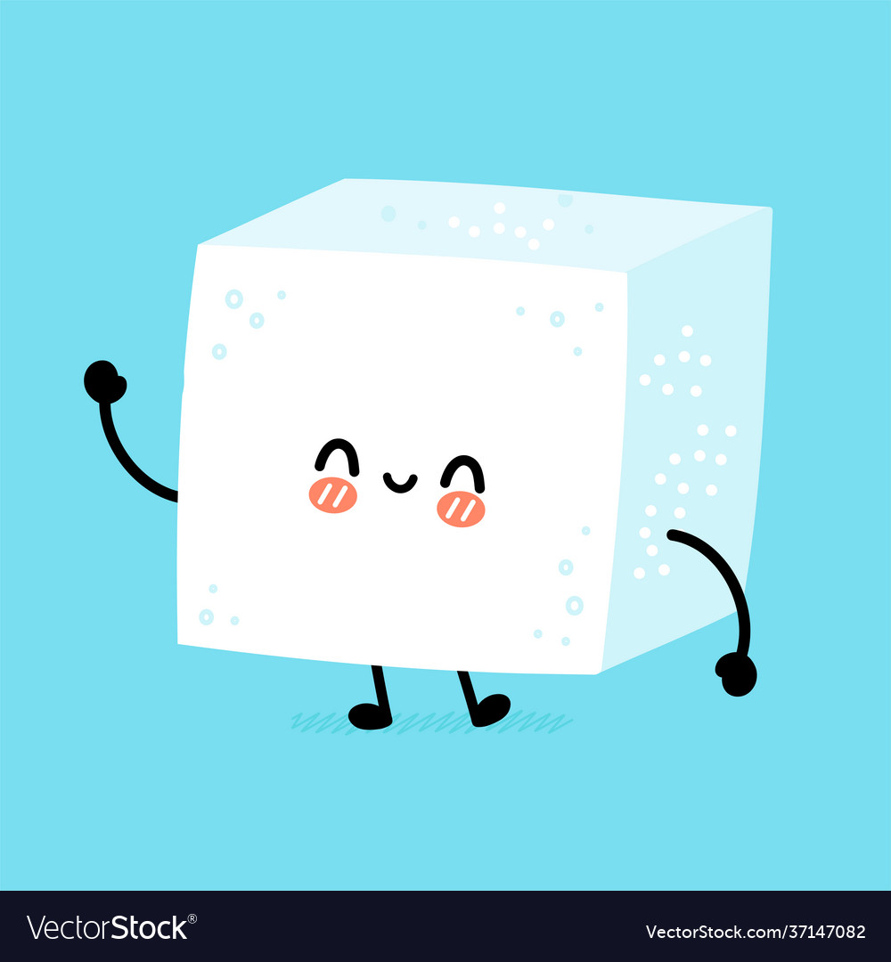 Cute funny happy sugar piece cube character