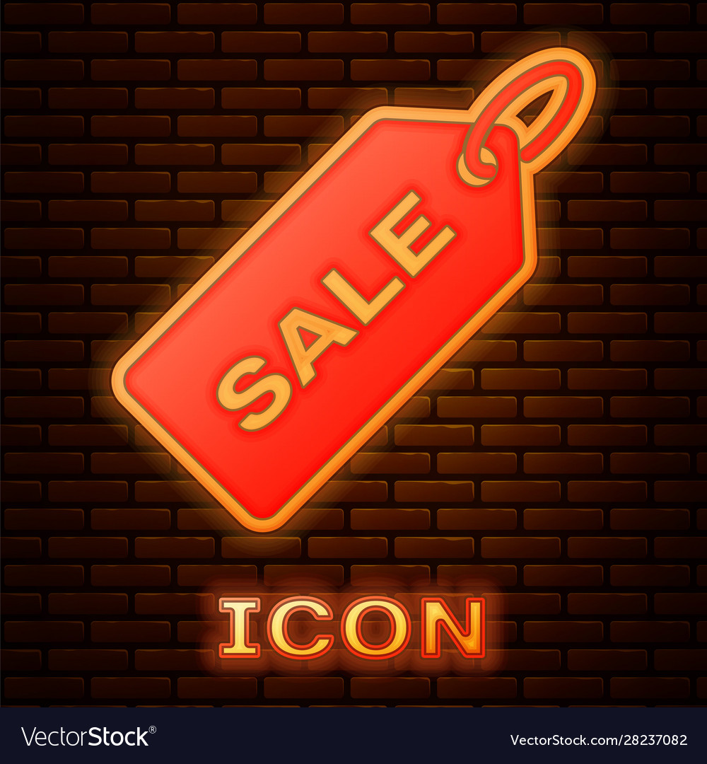 Glowing neon price tag with an inscription sale Vector Image