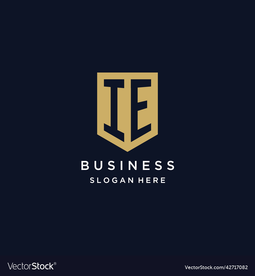 Ie monogram initials logo design with shield icon