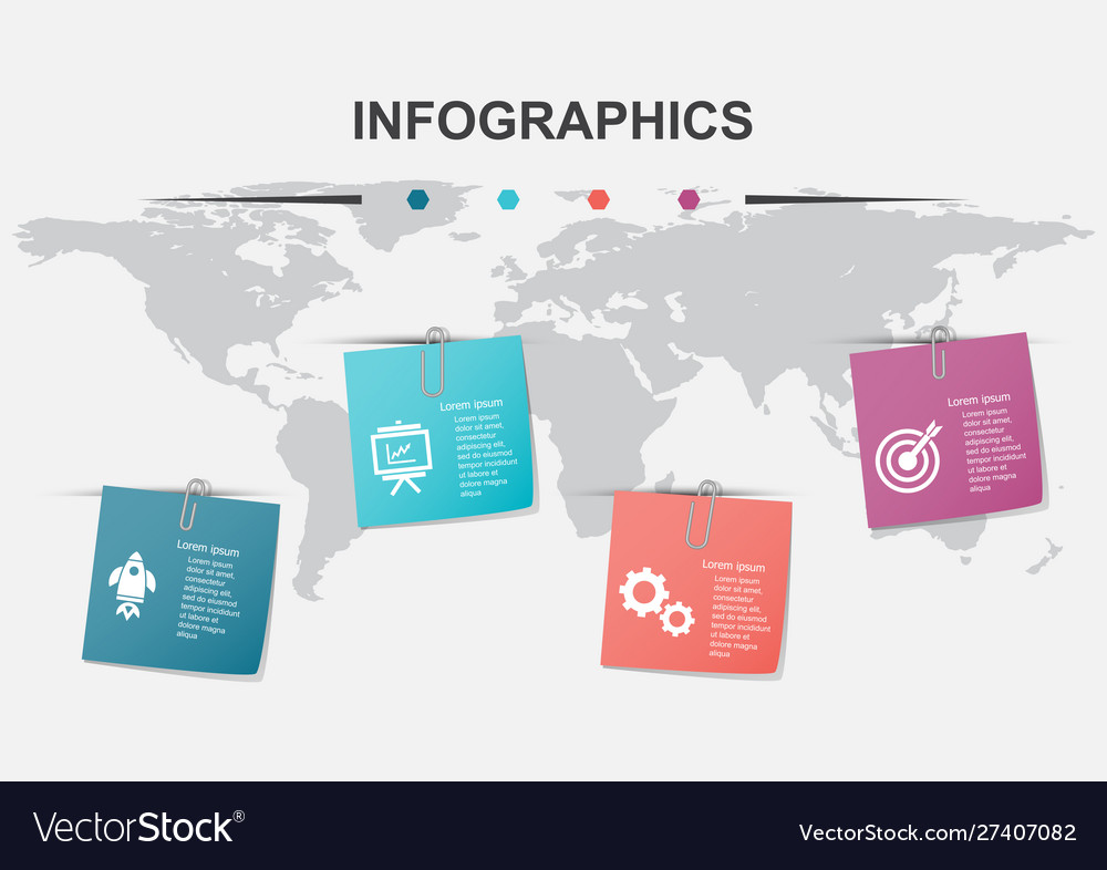 Infographic design template with note papers Vector Image