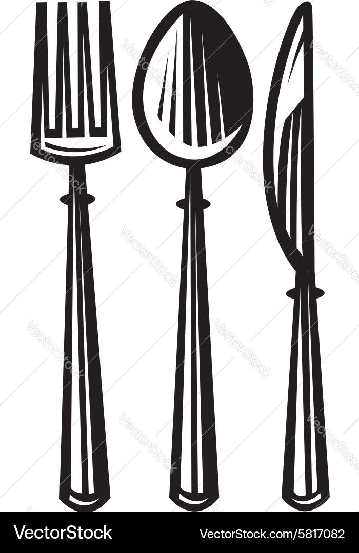 Knife fork and spoon Royalty Free Vector Image