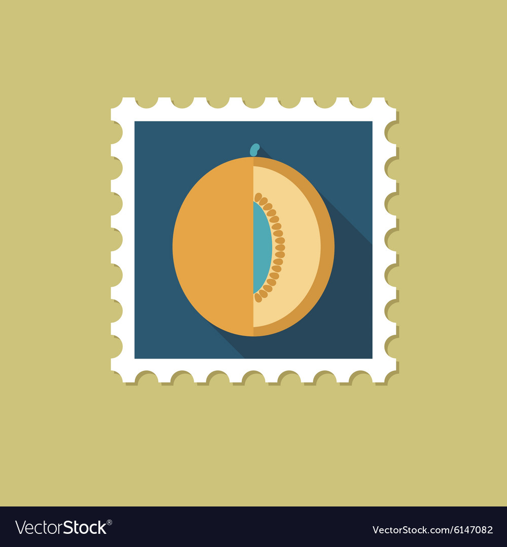 Melon flat stamp with long shadow