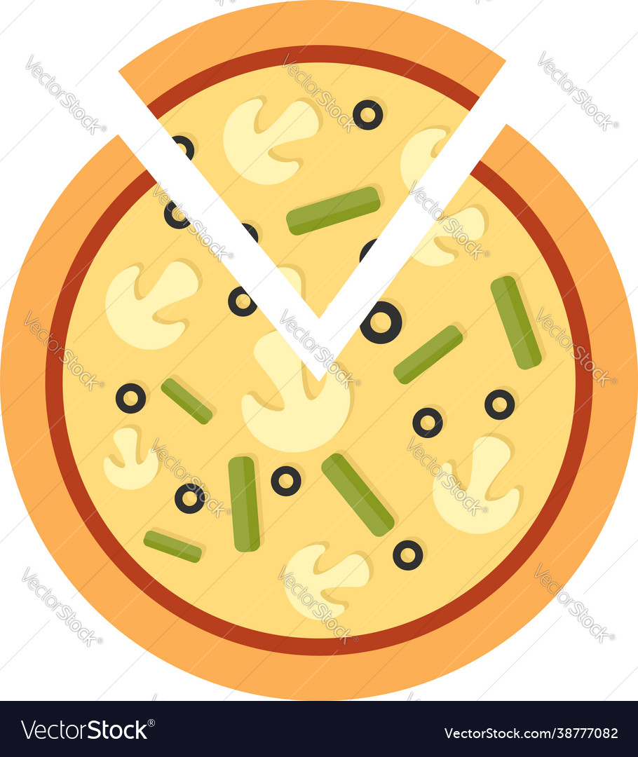 Mushroom pizza icon flat isolated Royalty Free Vector Image