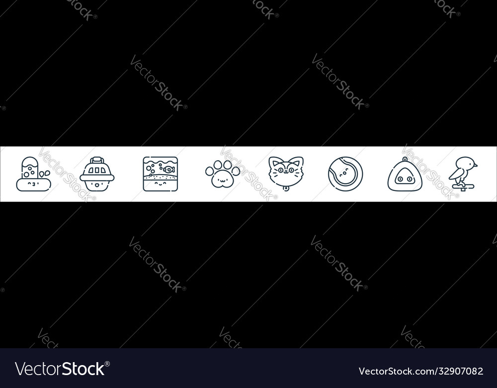 Pets line icons linear set quality vector image Pets line icons linear set quality