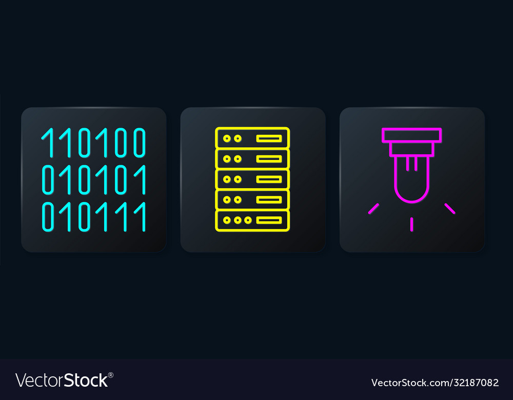 Zeile binäre Code Bewegungssensor und Server einstellen vector image Zeile binäre Code Bewegungssensor und Server einstellen
