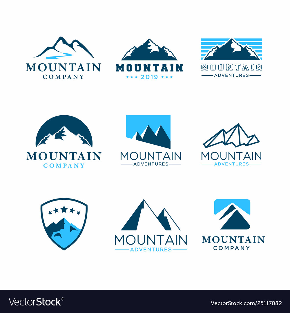 Set mountain adventure logo template Royalty Free Vector