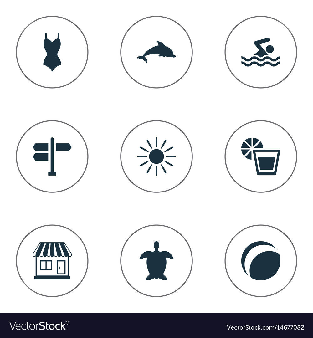 Set of simple seaside icons