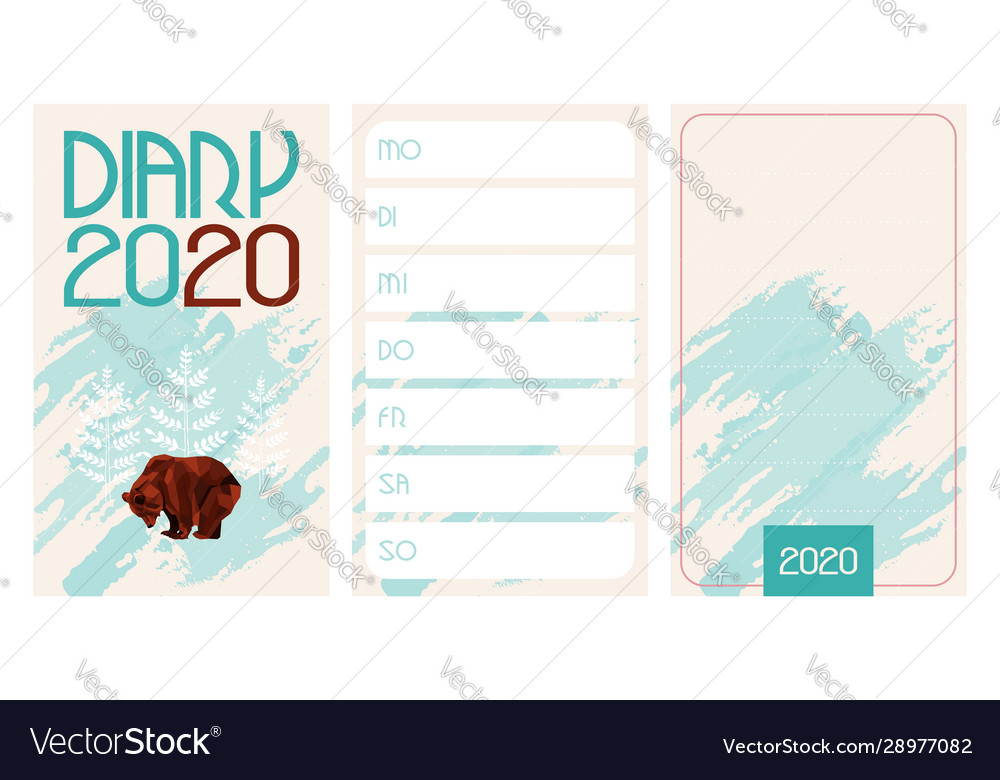 Simple diary 2020 front page week planner