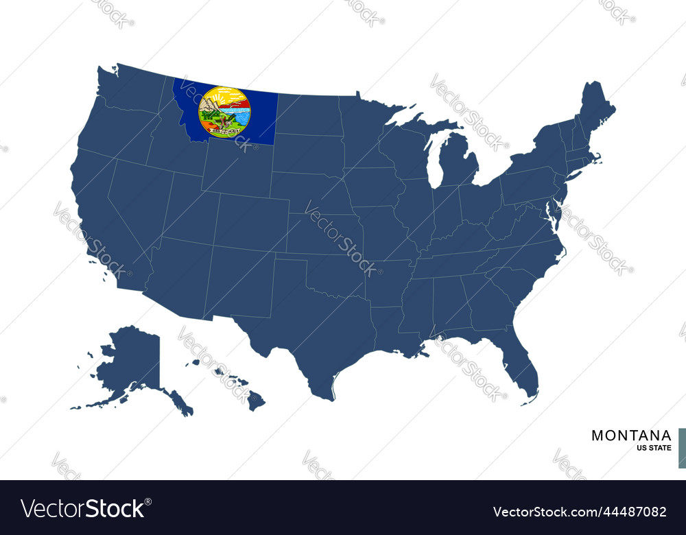 State Of Montana On Blue Map Of United States Vector Image State Of Montana On Blue Map Of United States Vector 44487082