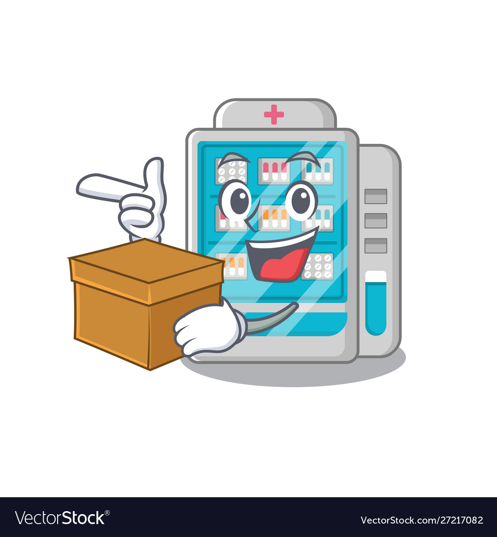 With box medicines vending machine in character