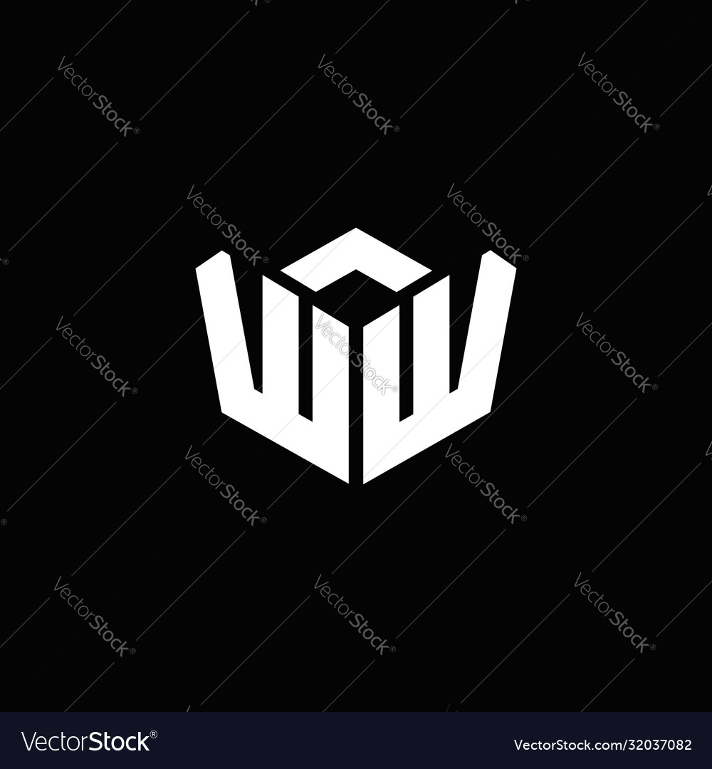 Ww logo monogram with emblem style ribbon design Vector Image