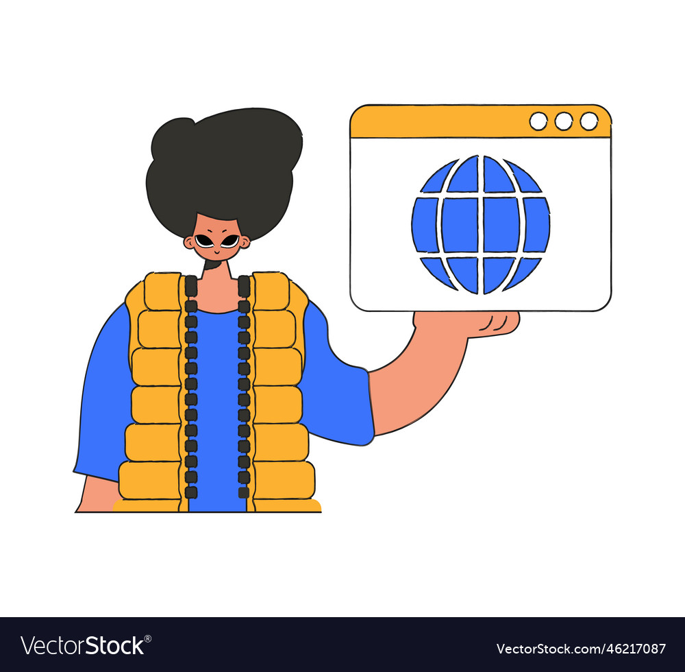 A bright and stylish of guy using web browser vector image A bright and stylish of guy using web browser