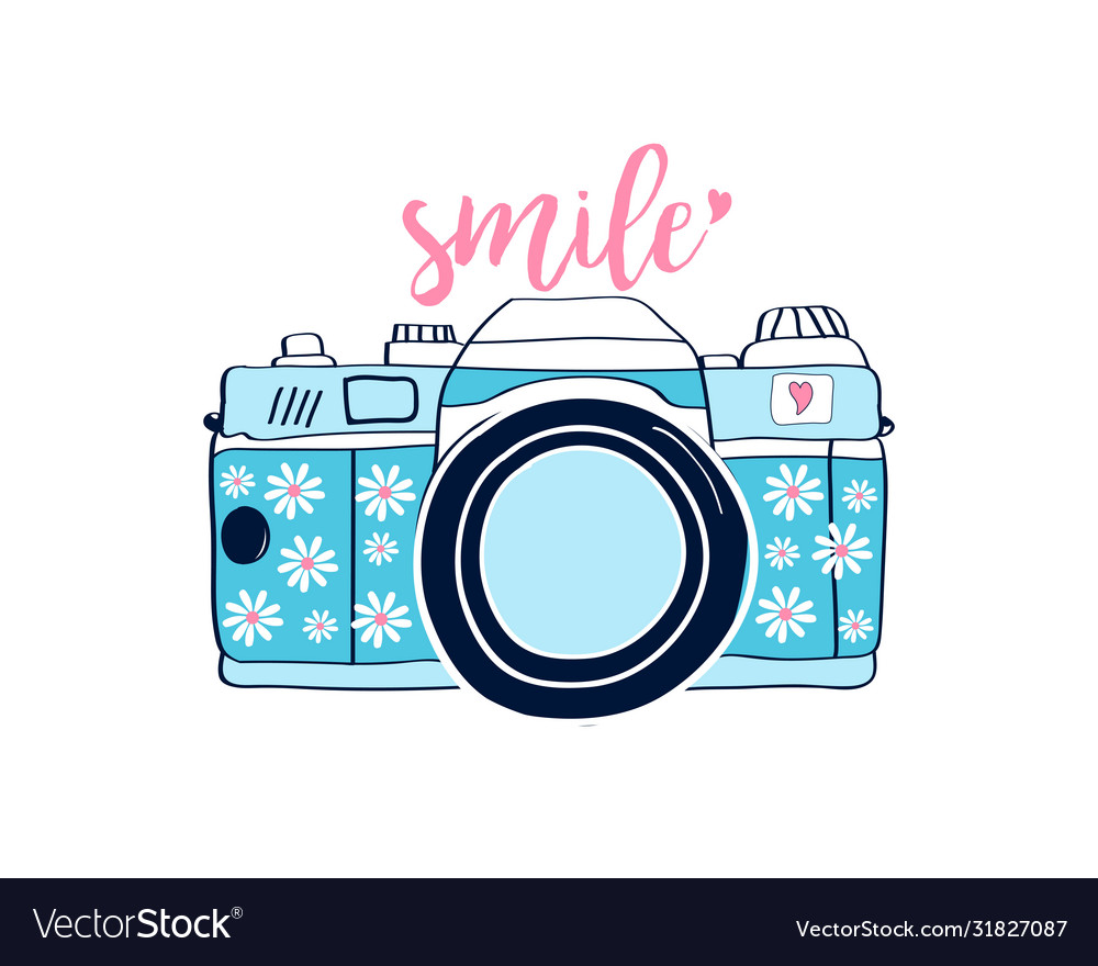Camera print design with slogan Royalty Free Vector Image