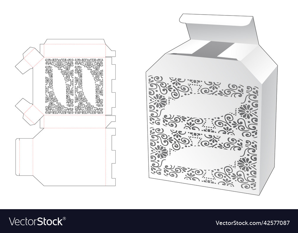 Chamfered packaging box with stenciled pattern Vector Image Chamfered packaging box with stenciled pattern
