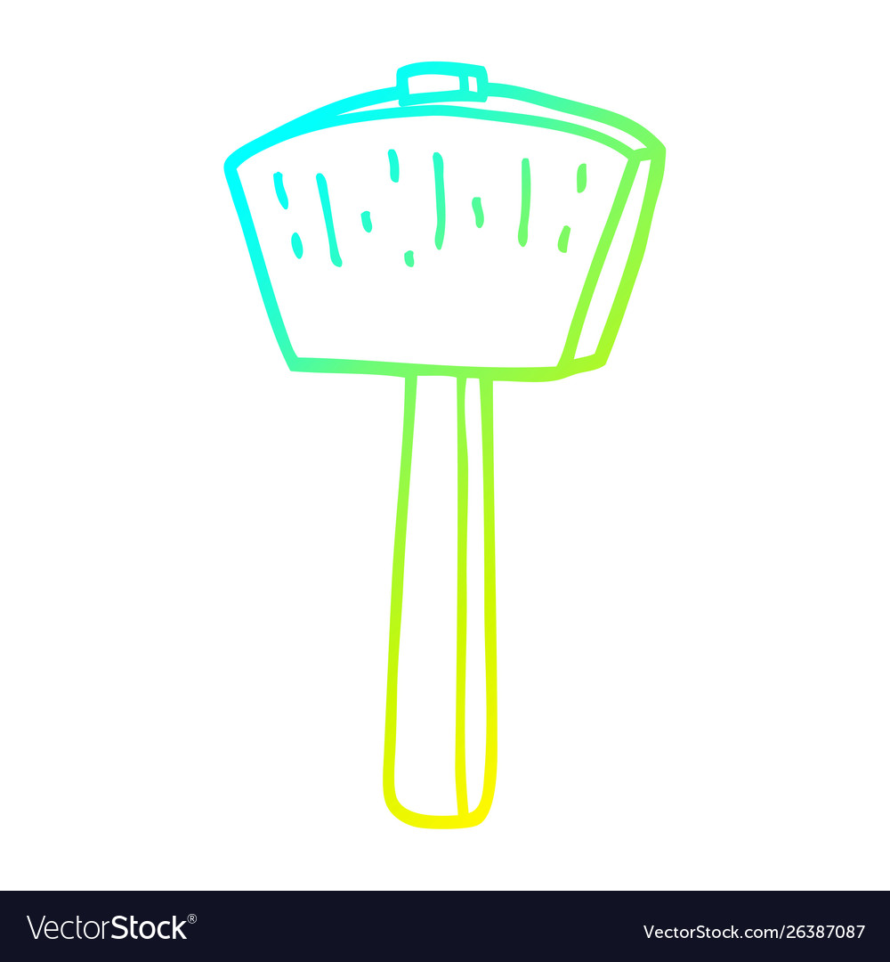 Cold gradient line drawing cartoon mallet