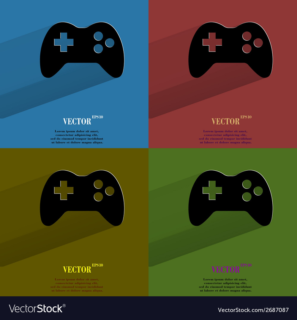 Color set gaming joystick flat modern web button