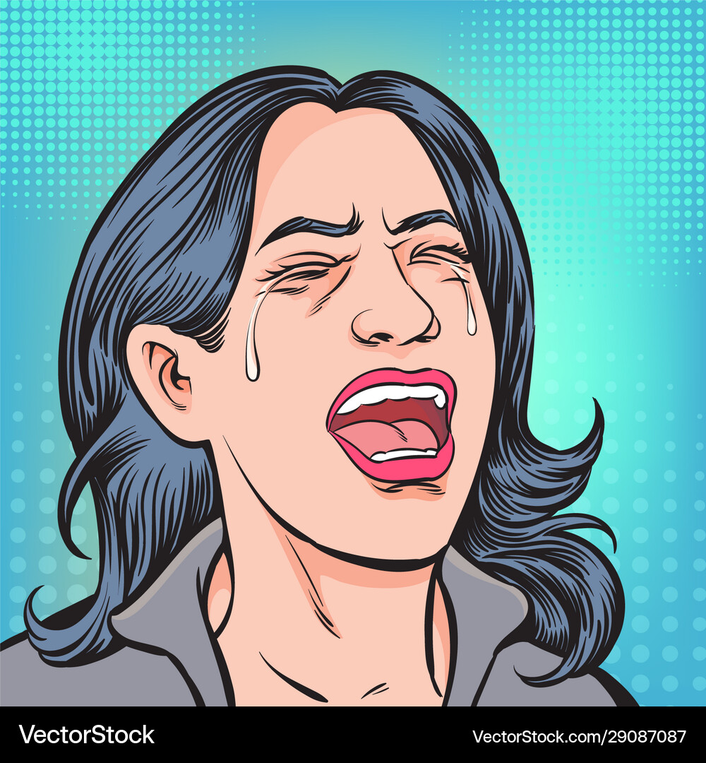 Crying womanpop art retro Royalty Free Vector Image