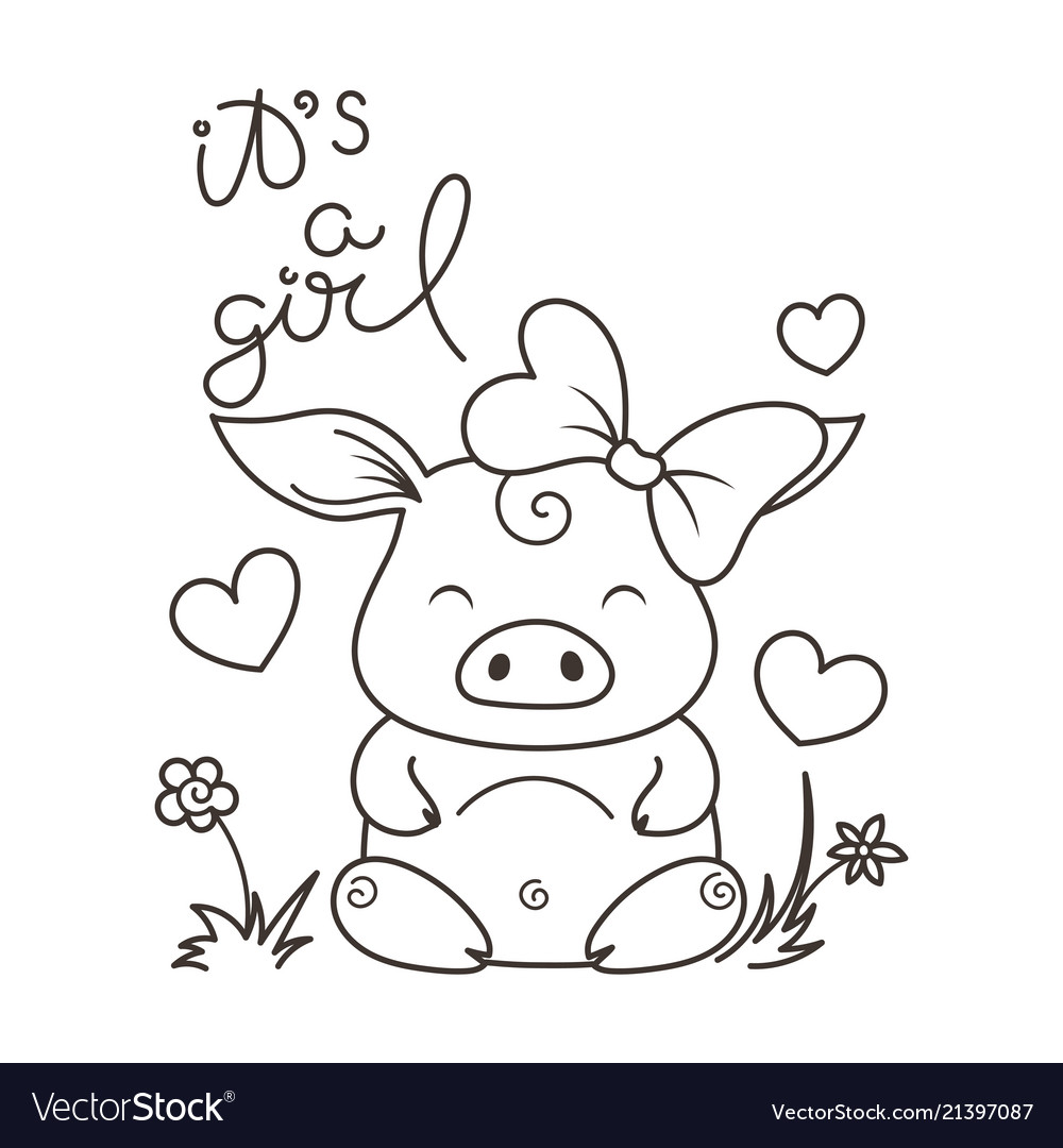 Cute cartoon pig in love symbol of new 2019 year Vector Image