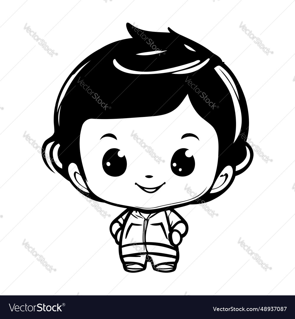 Cute little boy avatar character design black Vector Image