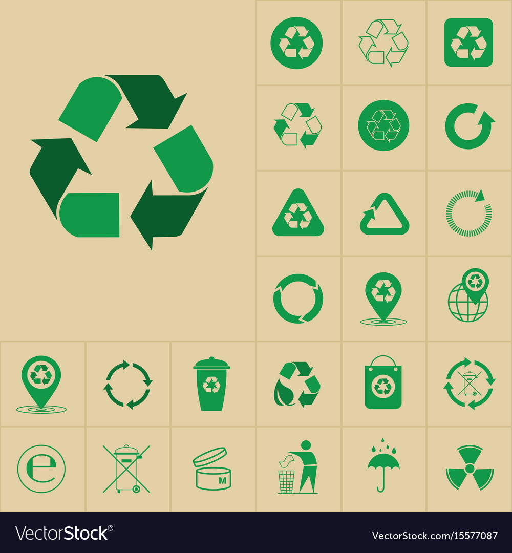 Green Recycle Arrows Logo Set