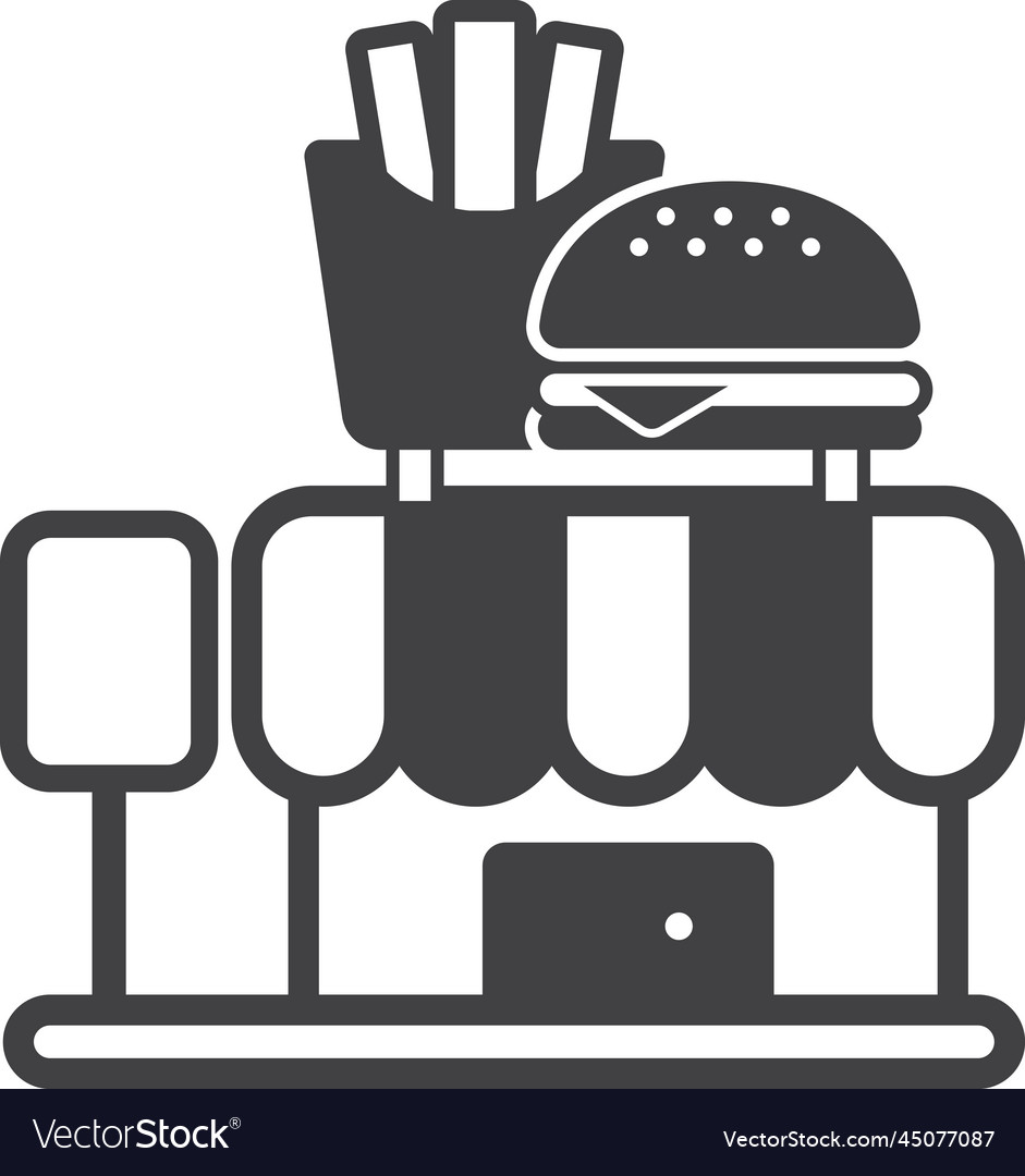 Hamburger shop building in minimal style vector image Hamburger shop building in minimal style